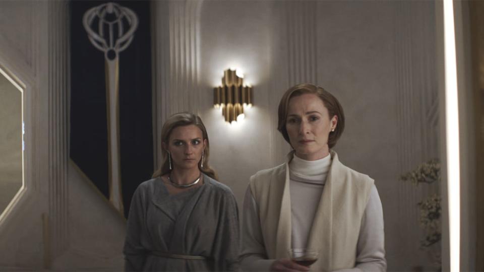 <div class="inline-image__caption"><p>(L-R) Faye Marsay as Vel Sartha and Genevieve O'Reilly as Mon Mothma in Lucasfilm's <em>Andor</em>.</p></div> <div class="inline-image__credit">Lucasfilm Ltd.</div>