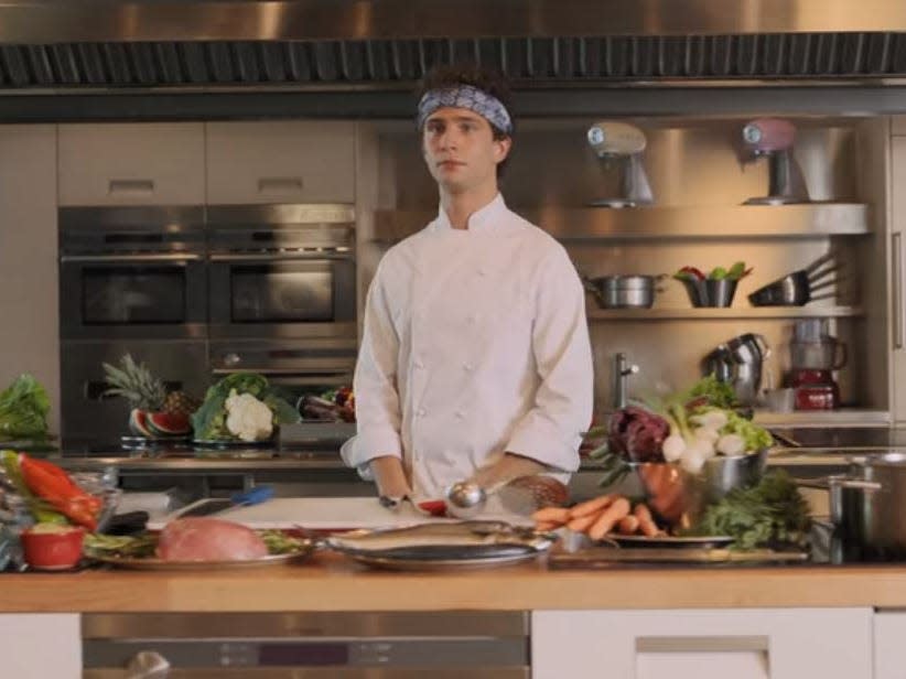 lorenzo cooking in his chef whites in love and gelato