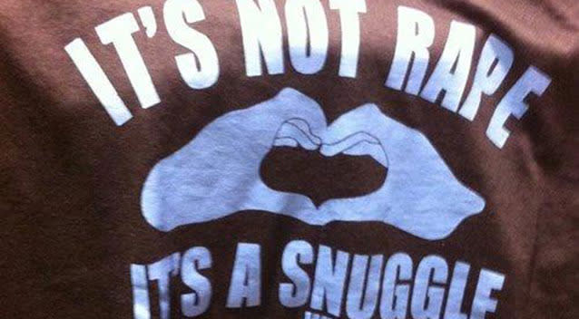 Store pulls 'It's not rape it's a snuggle with a struggle' T-shirt