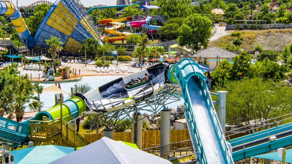 At 86 feet, Tsunami Surge at Six Flags Great America’s Hurricane Harbor water park in Illinois will be the world‘s tallest water coaster.