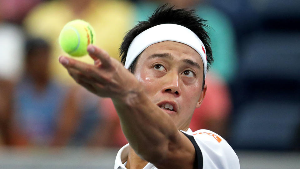 Kei Nishikori won his second round match at the US Open. Pic: Getty