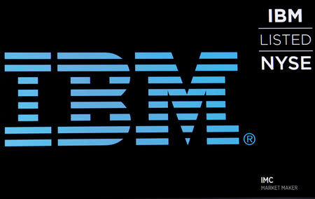 FILE PHOTO: The logo for IBM is displayed on a screen on the floor of the New York Stock Exchange (NYSE) in New York, U.S., June 27, 2018. REUTERS/Brendan McDermid