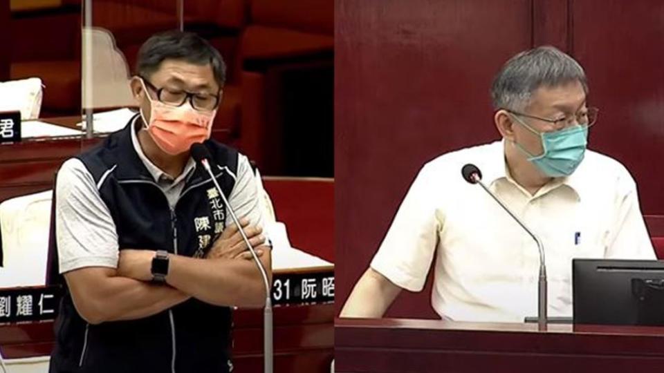 柯文哲針對市議員陳建銘提問發表看法。（圖／翻攝自台北市議會）