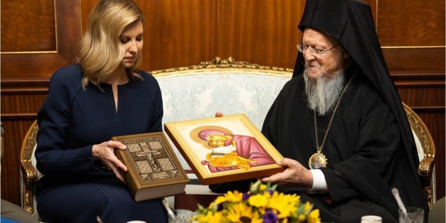 Olena Zelenska meets with Orthodox leader Bartholomew