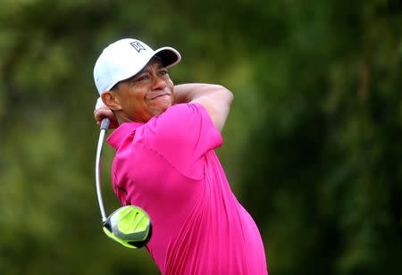 Jan 29, 2015; Scottsdale, AZ, USA; PGA golfer Tiger Woods during the first round of the Waste Management Phoenix Open at TPC Scottsdale. Mandatory Credit: Mark J. Rebilas-USA TODAY Sports