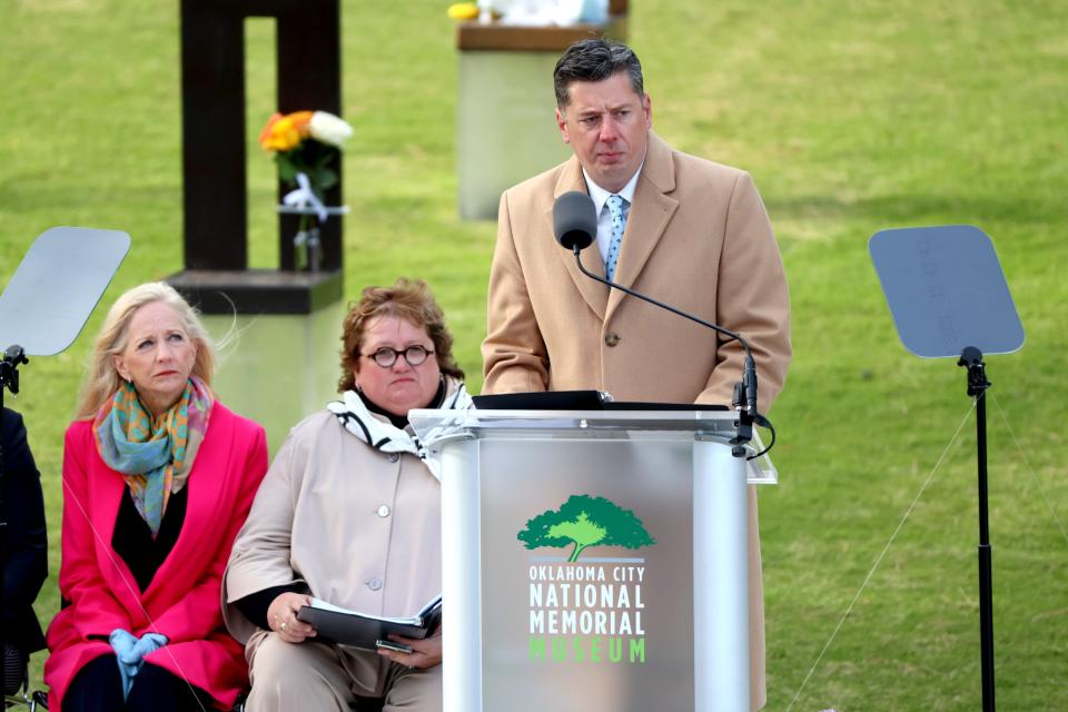 Mayor David Holt speaks Friday during the 29th annual Remembrance Ceremony at the Oklahoma City National Memorial & Museum.