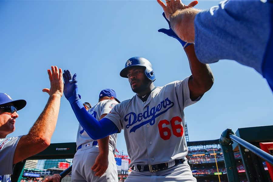 Yasiel Puig is catching fire for the Dodgers with four home runs over last two games. (Getty Images)
