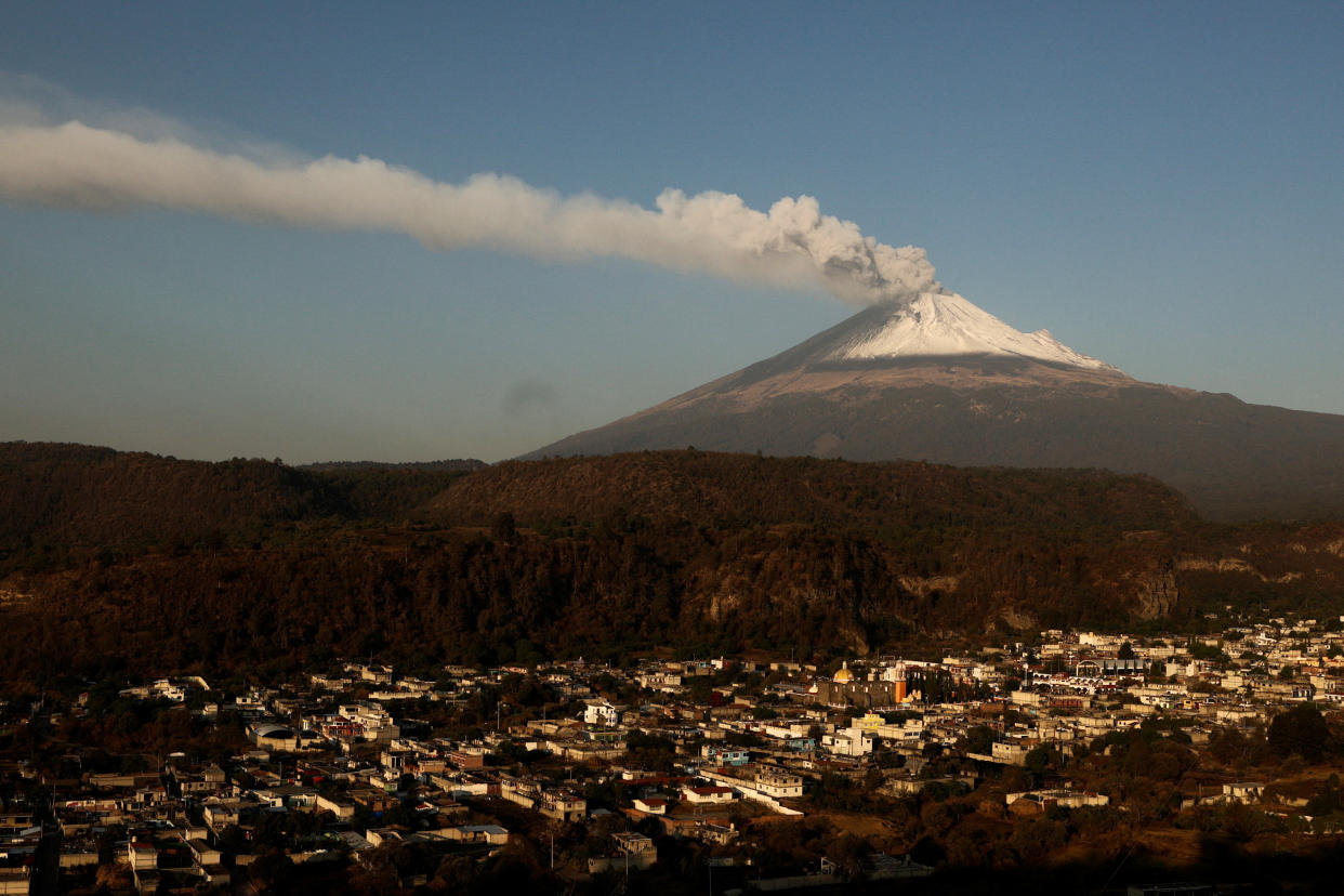 A view of Popocatépetl from the town of Santiago Xalitzintla, Mexico