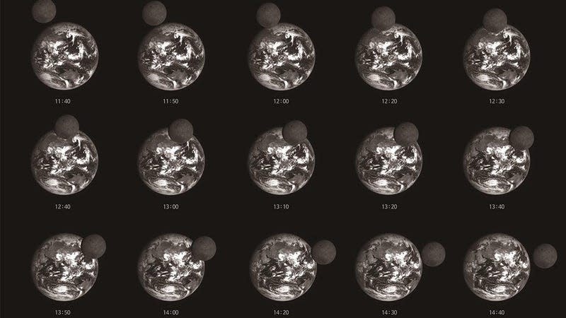 A series of images taken by Danuri of the Moon orbiting Earth.