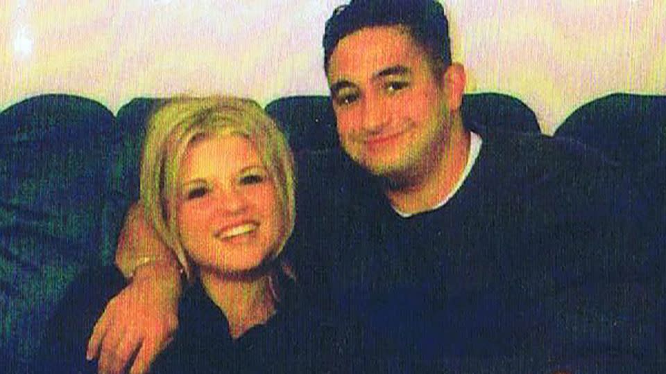 Amy Kitchen and James Mosqueda pose in a photo submitted as court evidence. - Court Exhibit