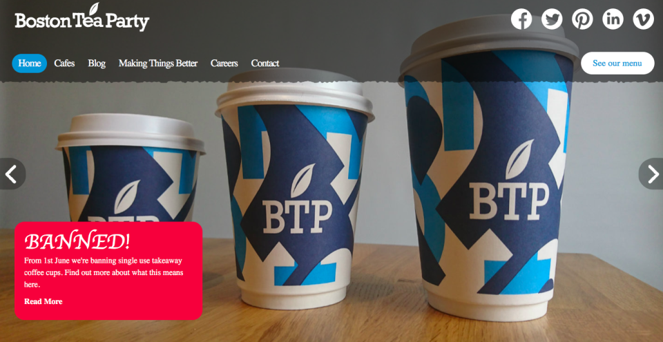 <em>The store is asking customers to bring their own cups or take part in their loan scheme (Boston Tea Party)</em>