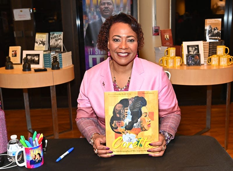 ATLANTA, GEORGIA - JANUARY 09: Dr. Bernice A. King signs copies of the book “Coretta: The Autobiography of Mrs. Coretta Scott King” during the 2024 King Holiday Observance kickoff reception & book signing at The King Center on January 09, 2024 in Atlanta, Georgia.