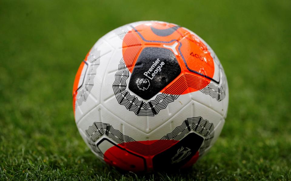 General view of the Premier League logo on a match ball - reuters