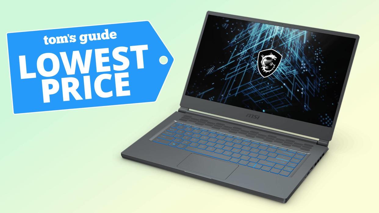  MSI Stealth 15M gaming laptop with a Tom's Guide deal tag 