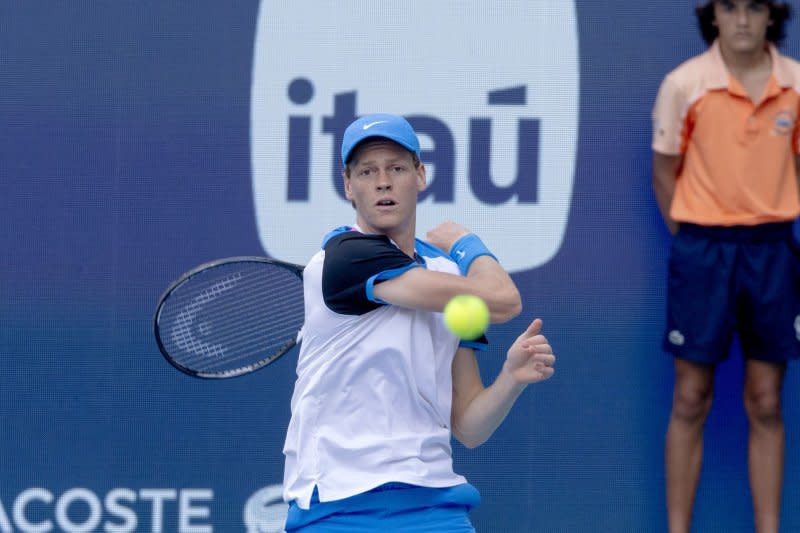 Jannik Sinner withdrew from this week's Italian Open because of hip issues. File Photos By Gary I Rothstein/UPI