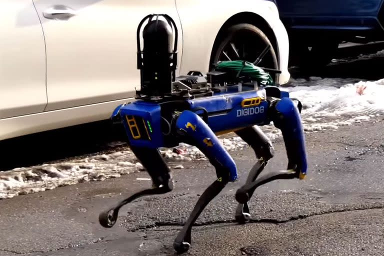 Una vista de Digidog, la adaptación del robot de Boston Dynamics utilizada por la policía de Nueva York en un allanamiento en el Bronx en 2021