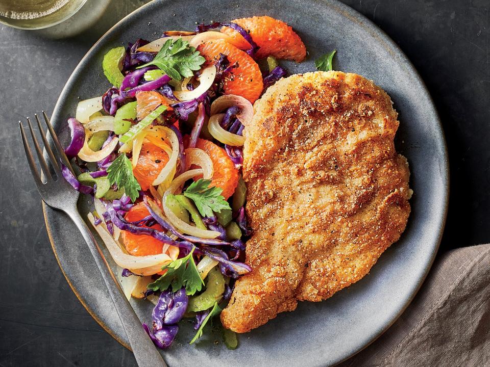 Chicken Schnitzel with Grapefruit-Celery Slaw