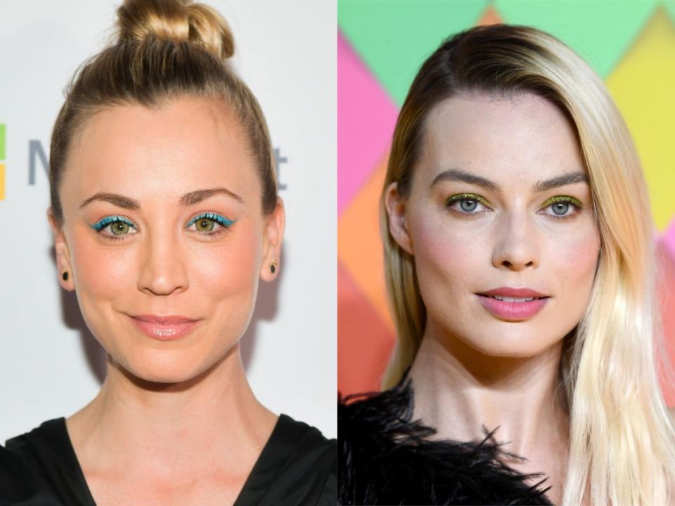 Harley Quinn actors Kaley Cuoco and Margot Robbie (Rodin Eckenroth/Gareth Cattermole/Getty Images)