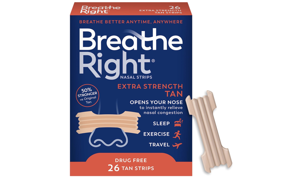 <p><a href="https://www.amazon.com/Breathe-Right-Strips-Snoring-Drug-Free/dp/B002GU5YCG/ref=sr_1_1?tag=syn-yahoo-20&ascsubtag=%5Bartid%7C2139.g.46915774%5Bsrc%7Cyahoo-us" rel="nofollow noopener" target="_blank" data-ylk="slk:Shop Now;elm:context_link;itc:0;sec:content-canvas" class="link ">Shop Now</a></p><p>Breathe Right Nasal Strips Extra Strength Tan Nasal Strips (26 ct)</p><p>amazon.com</p><p>$9.49</p>