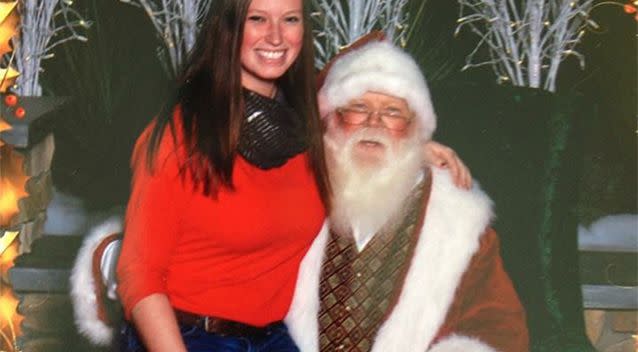 McKenzie Doig at 18 years old with Santa. Photo: Supplied
