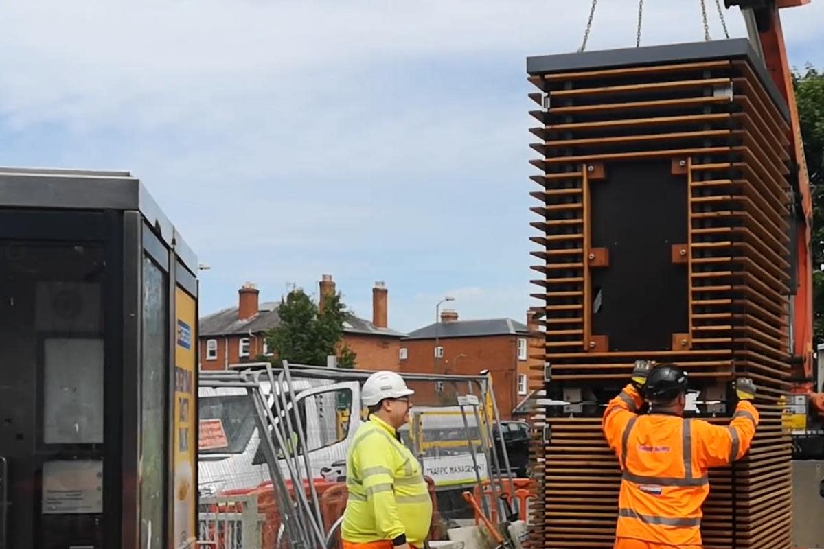 One of the moss air filters being installed in Hereford <i>(Image: Herefordshire Council/Balfour Beatty Living Places)</i>