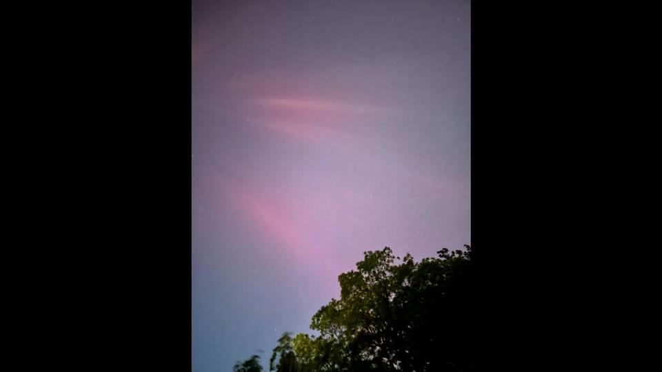 CharlotteFive editor Melissa Oyler captured this image of the northern lights late Friday, May 10, 2024, from the NoDa section of Charlotte. MELISSA OYLER/moyler@charlotteobserver.com
