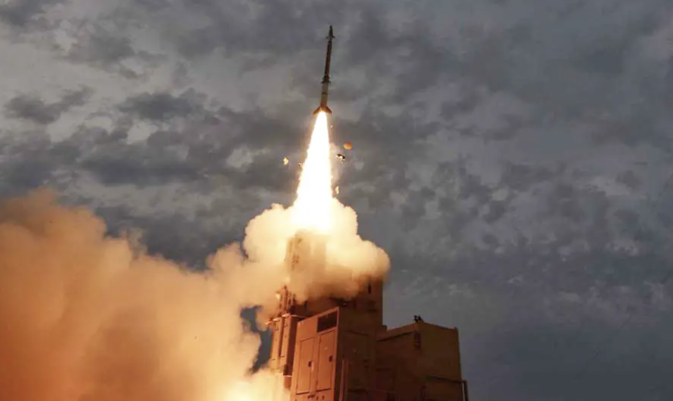 The David’s Sling system launches a missile. <em>Israeli MoD</em>