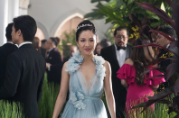 <p>Constance Wu's character reignited our passion for Cinderella-style ball gowns when she wore a Marchesa tulle creation in the wedding scene of <em>Crazy Rich Asians</em><em>. </em>The dress has <a href="https://wwd.com/fashion-news/fashion-scoops/marchesa-donates-crazy-rich-asians-gown-to-the-smithsonian-1203132078/" rel="nofollow noopener" target="_blank" data-ylk="slk:since been donated;elm:context_link;itc:0;sec:content-canvas" class="link ">since been donated</a> by the designer to the Smithsonian for preservation. </p>