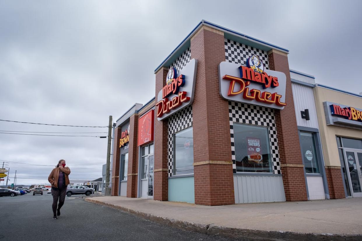 Three young women wearing hijabs were taking out the garbage from the Mary's Diner on Torbay Rd. in St. John's when they were attacked (Peter Cowan/CBC - image credit)