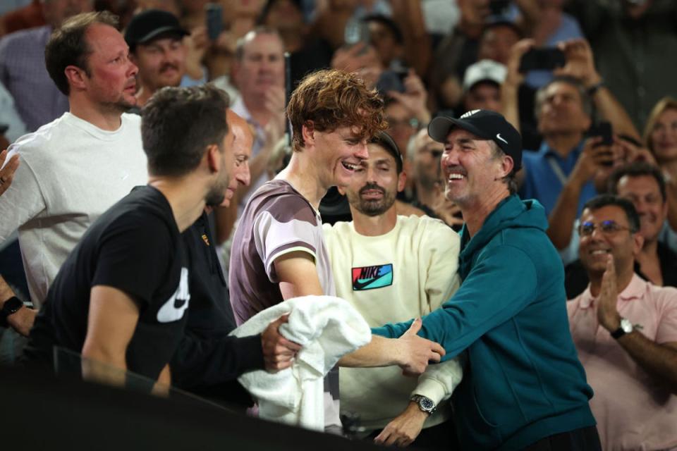 Jannik Sinner celebrates winning the Australian Open with coach Darren Cahill (Getty Images)