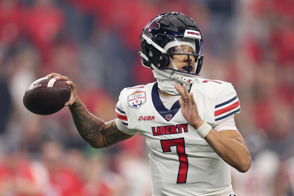 Liberty QB Kaidon Salter is back for the Flames this season after 44 total touchdowns last year. (Christian Petersen/Getty Images)