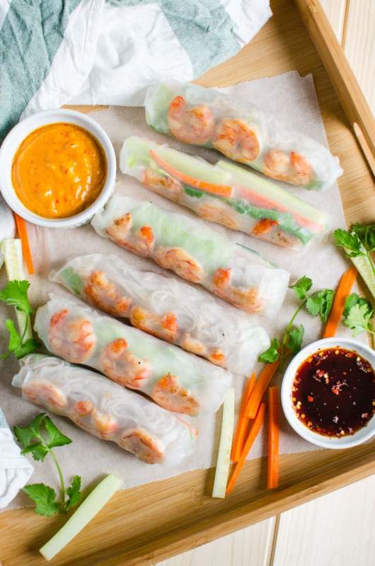 Watch What You Eat<p>Vietnamese healthy spring rolls with creamy peanut butter sauce are a perfect treat for Mom.</p><p><strong>Get the recipe: <a href="https://www.watchwhatueat.com/vietnamese-healthy-spring-rolls/" rel="sponsored" target="_blank" data-ylk="slk:Vietnamese Healthy Spring Rolls;elm:context_link;itc:0;sec:content-canvas" class="link "><em>Vietnamese Healthy Spring Rolls</em></a></strong></p>