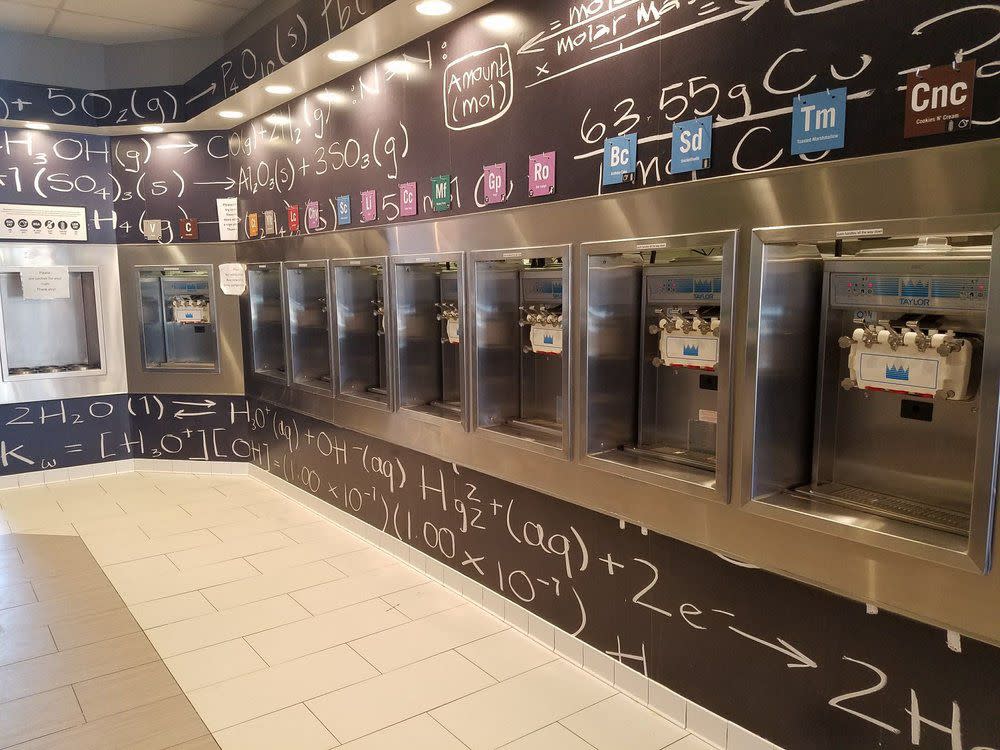 Interior of Yogurt Lab with periodic table names for flavors