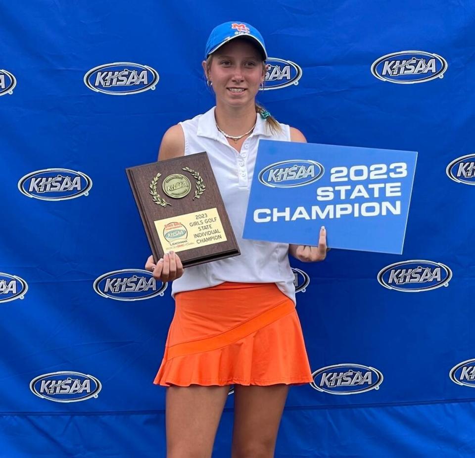 Marshall County’s Trinity Beth won the 2023 high school girls golf individual state championship at Bowling Green Country Club on Wednesday. Sacred Heart Academy won the team competition.