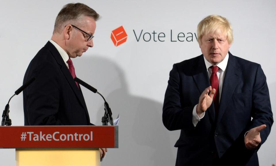 Johnson and Michael Gove at a press conference after EU referendum result in June 2016
