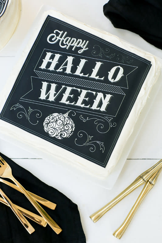 <p>Sugar and Charm</p><p>Check out <a href="https://sugarandcharm.com/printable-and-edible-halloween-cake-designs" rel="nofollow noopener" target="_blank" data-ylk="slk:Sugar and Charm;elm:context_link;itc:0;sec:content-canvas" class="link ">Sugar and Charm</a> for their free spooky printables that will raise your store-bought cake back from the dead!</p>