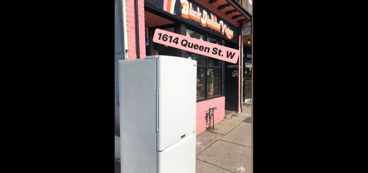 The Community Fridge in Parkdale, seen here on October 11, 2020, was removed by bylaw officers this week. (Instagram/cf__to)