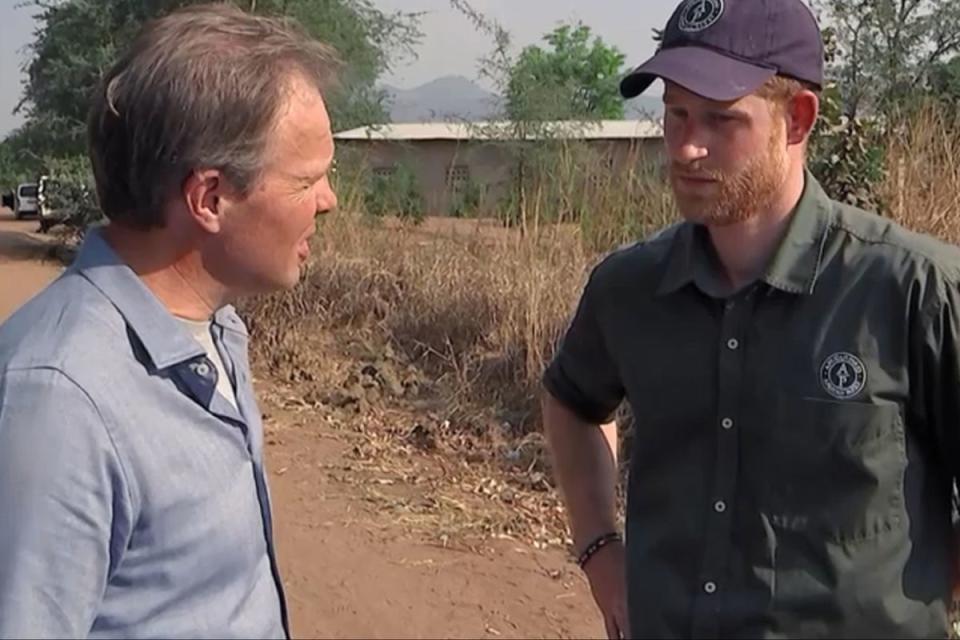 Tom Nradby speaks to Prince Harry in 2019   (ITV)