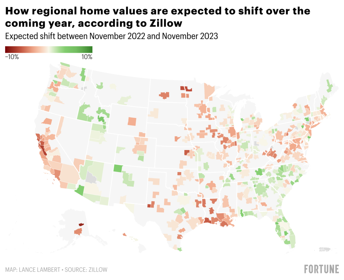 How home prices are expected to shift in over 300 housing markets