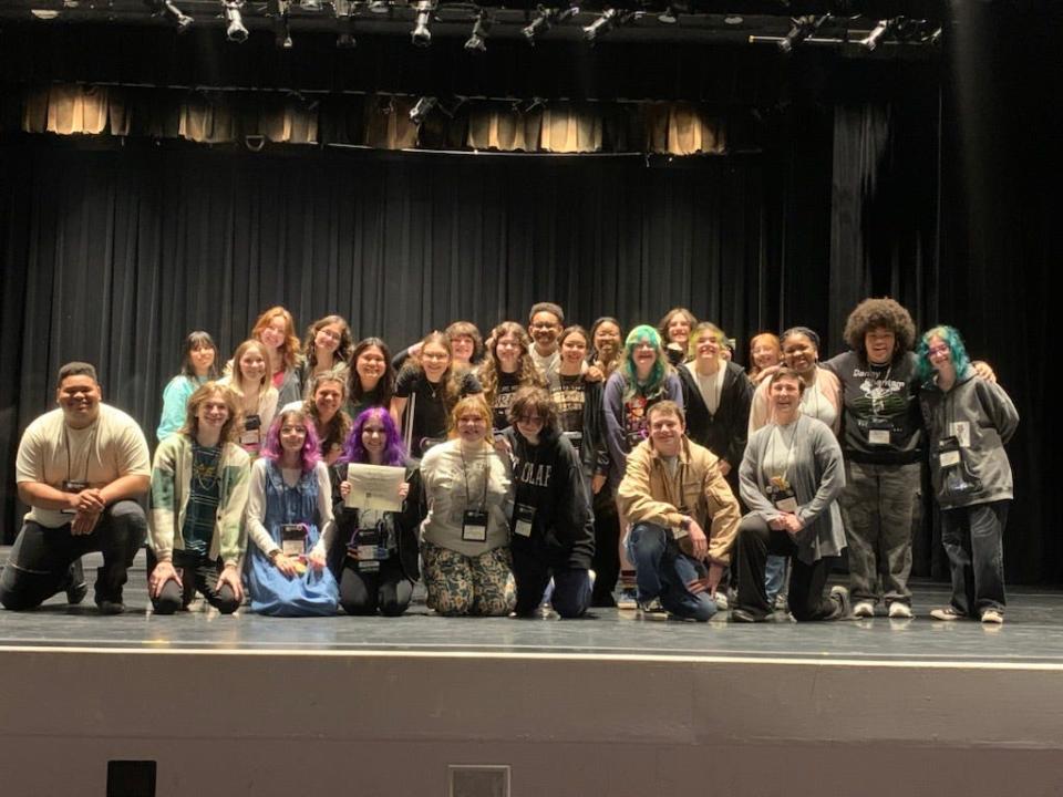 The Massey Hill High School Theater Program posing for a photo after being selected to perform at the International Thespian Festival this summer.