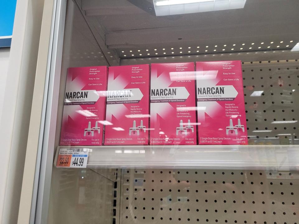 Narcan is for sale on the floor at the CVS on Concord Street in Framingham for $44.99.