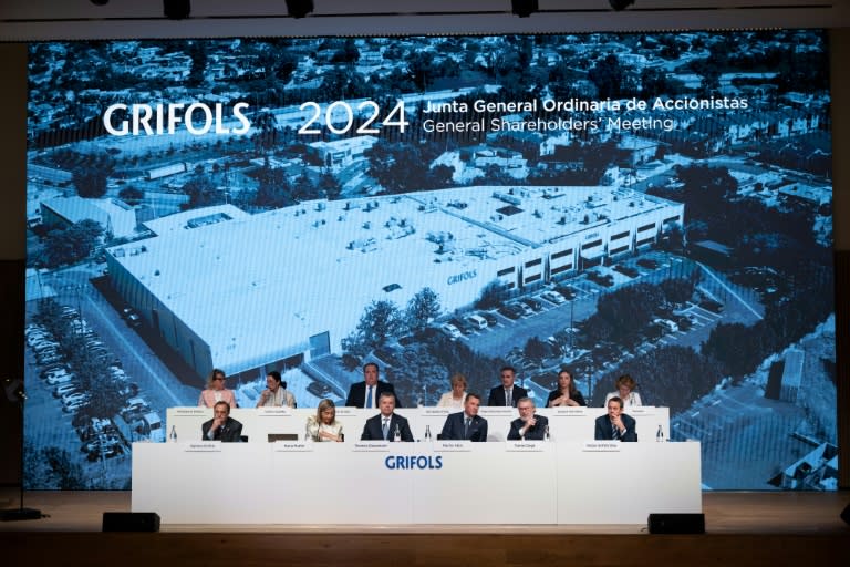 La junta general de accionistas de la farmacéutica española Grifols, en Sant Cugat del Vallès, cerca de Barcelona, el 14 de junio de 2024 (Josep Lago)