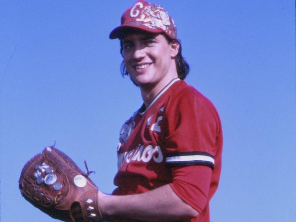 Brendan Fraser wears a baseball uniform in this still from "The Scout."