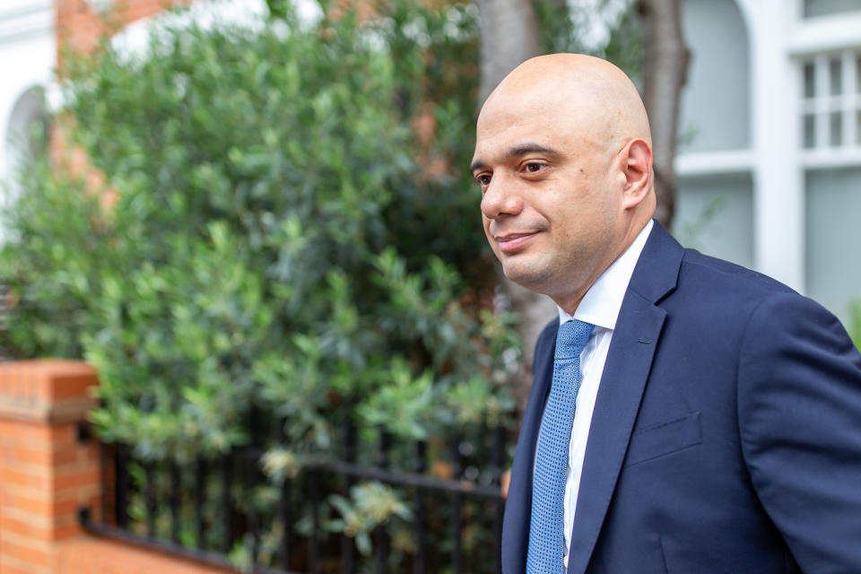 Conservative Party leadership contender Sajid Javid leaves his London home on Monday (Picture: Getty)