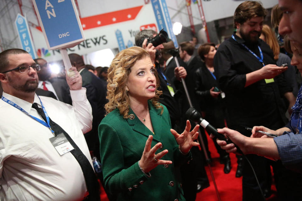 Wasserman Schultz speaks to reporters