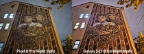 <p>At night, the Pixel 8 Pro often did a better job with white balance as seen in this comparison.</p> 