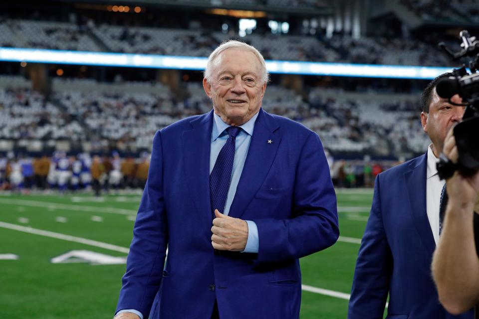 Dallas Cowboys owner Jerry Jones roams the sidelines before game earlier this month against the New York Giants.