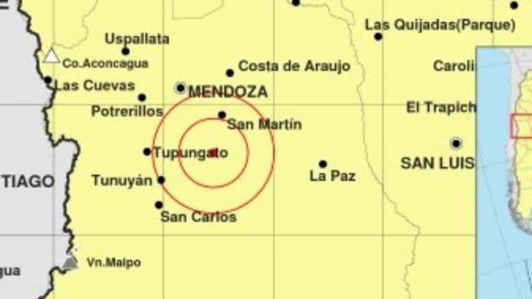 El epicentro del sismo de 4,5 en la escala de Richter percibido en Mendoza