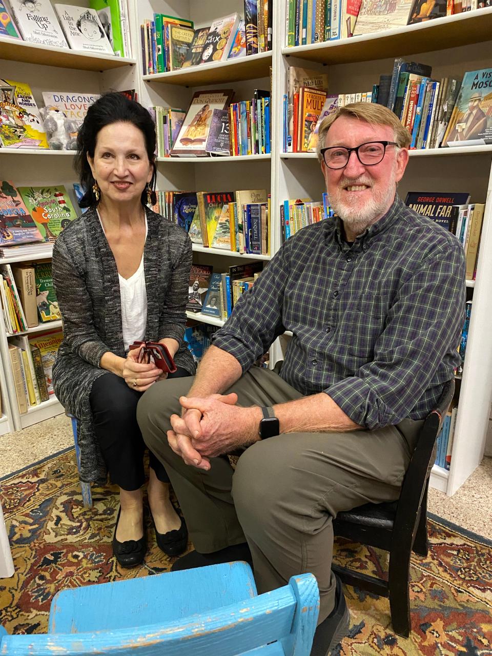 NewSouth Bookstore co-owners Suzanne La Rosa and Randall Williams sit in the children's book section that's part of a new store extension.