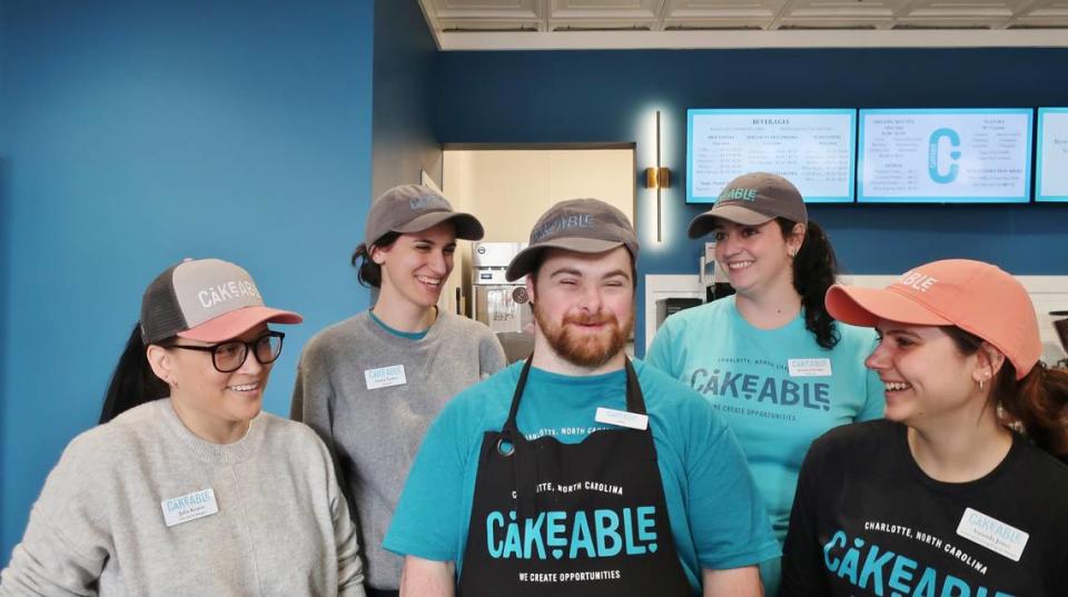 Cakeable Charlotte team members include: bottom row from left: Julia Kravis, John and Amanda Jones. Top row, from left: Emma Parker and Jordan Hardin.